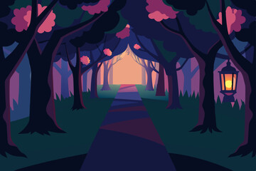 Naklejka premium night scene with trees