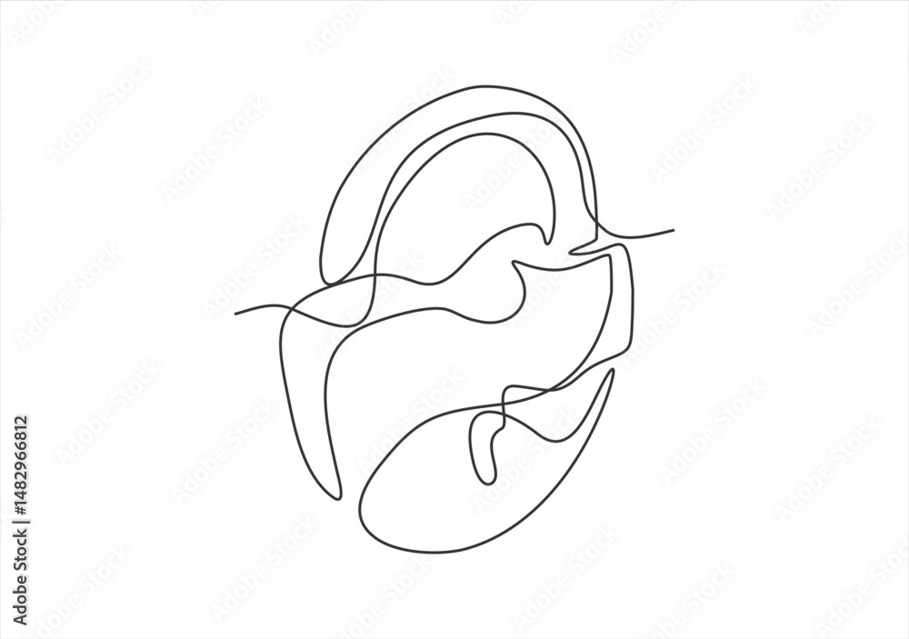 Poster one continuous line drawing of padlock. outline symbol password lock and security privacy safety con