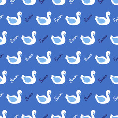 Fototapeta premium Graceful Reflections Swan Silhouettes Against Blue can be use for background and apparel design