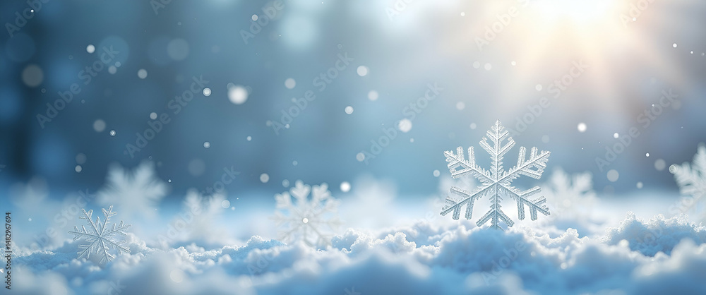 Aufkleber photo realistic as unique snowflake among flakes concept as a single unique snowflake stands out amo