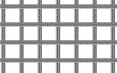 Realistic Steel Grid from Reinforced Rebars Background Building material Vector illustration 