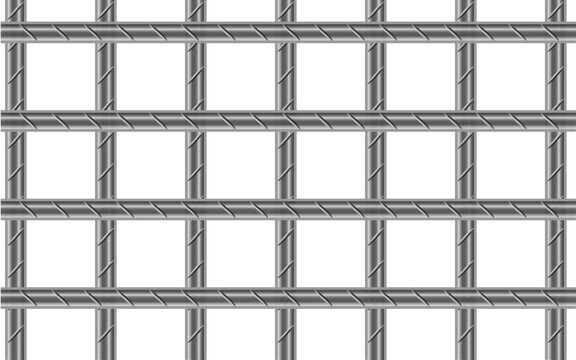 Realistic Steel Grid from Reinforced Rebars Background Building material Vector illustration 