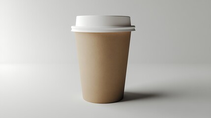 Brown paper coffee cup with white lid (1)