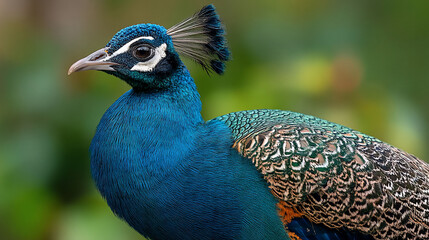 Obraz premium Majestic peacock portrait amidst verdant foliage