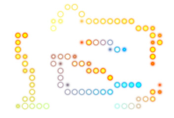 Transparent neon light balls overlay, glowing lighting balls