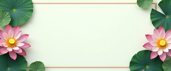 Lotus Flower and Meditation Pose Border Frame for World Mental Health Day: Mindfulness Messages Concept with Copy Space for Inspirational Quotes and Designs