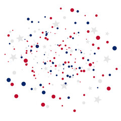 Patriotic Red Blue Confetti Paper for Independence day, 4th of july of USA on a transparent background