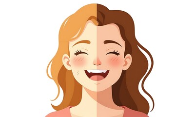 Sunlit laughter with rosy cheeks and a radiant fresh face outdoors