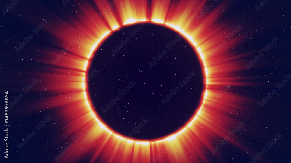 Poster abstract animation of a total solar eclipse - an astronomical phenomenon. dynamics of a total solar 