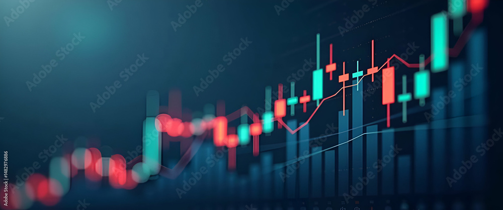 Aufkleber abstract business financial candlestick graph chart for stock market investment and trading - concep