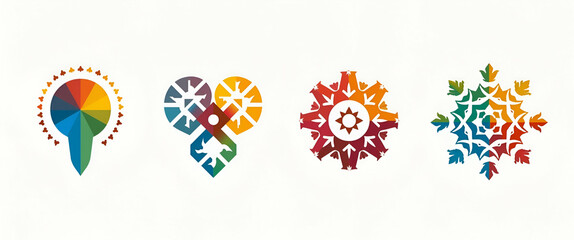 Emblematic Diversity Symbols: Geometric Designs for Cultural Authenticity in Photo Stock - Enhance Brand Unity & Promote Inclusive Identity with Thoughtful Visuals