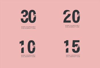 anniversary logotype vector design set with black handwriting, brown color can be use for special day 30 20 10 15 th, Anniversary images