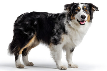 Fototapeta premium A cheerful dog poses in a studio, showing off its bright coat and friendly expression