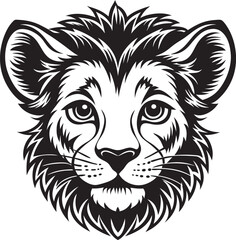 Lion Head Silhouette Vector, Wild Animal Head Design.