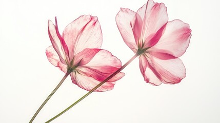 Obraz premium 3D two spring flowers on white background. Wild flowers, spring grass seamless pattern 3d realistic. Minimal scene for model products, stage showcase, promotion display.