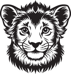 Lion Head Silhouette Vector, Wild Animal Head Design.