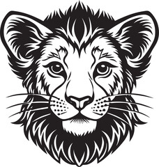 Lion Head Silhouette Vector, Wild Animal Head Design.