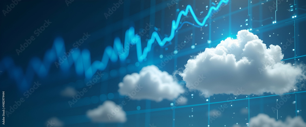 Aufkleber insightful image capturing cloud computing trends: dynamic digital statistics & modern it innovation