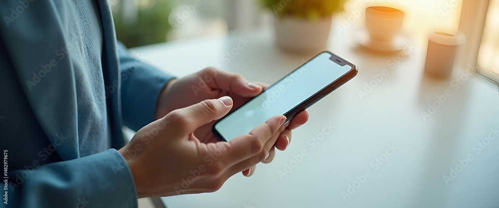 Poster photo realistic as person using savings app for emergency fund concept as a person using a savings a