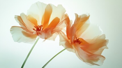 Obraz premium 3D two spring flowers on white background. Wild flowers, spring grass seamless pattern 3d realistic. Minimal scene for model products, stage showcase, promotion display.