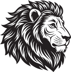 Lion Head Silhouette Vector, Wild Animal Head Design.