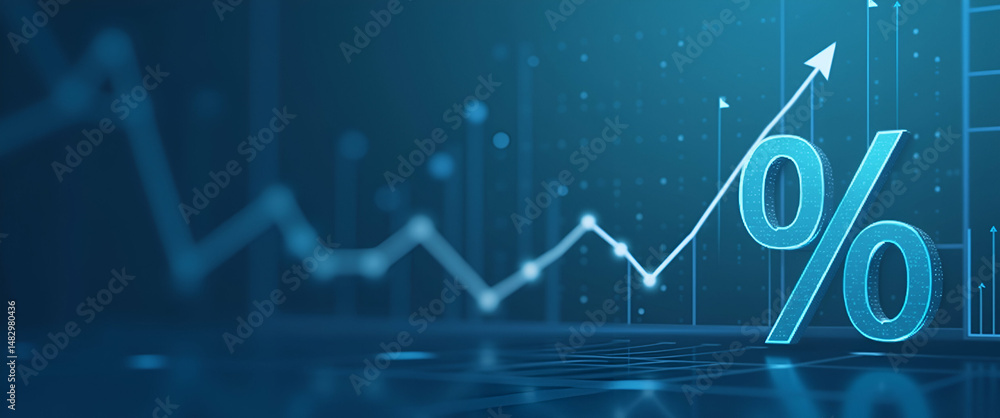 Poster photo realistic percentage icon with space for text and graphs - ideal for financial metrics and bus