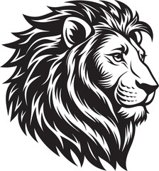 Lion Head Silhouette Vector, Wild Animal Head Design.