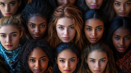 Diverse group of young women displaying unity and strength