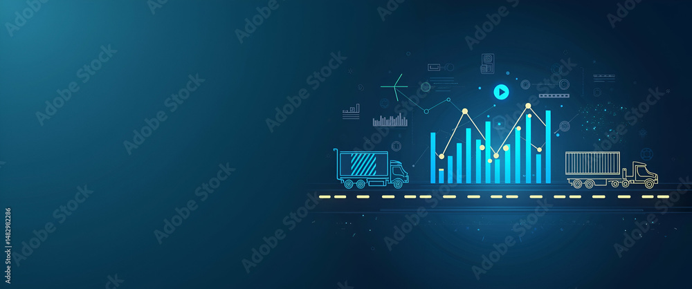 Poster photo realistic logistic icon design with space for text and graphs, ideal for illustrating supply c