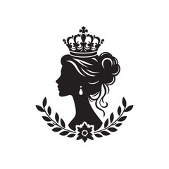 Queen's Birthday Silhouette Vector Illustration, Solid White Background.