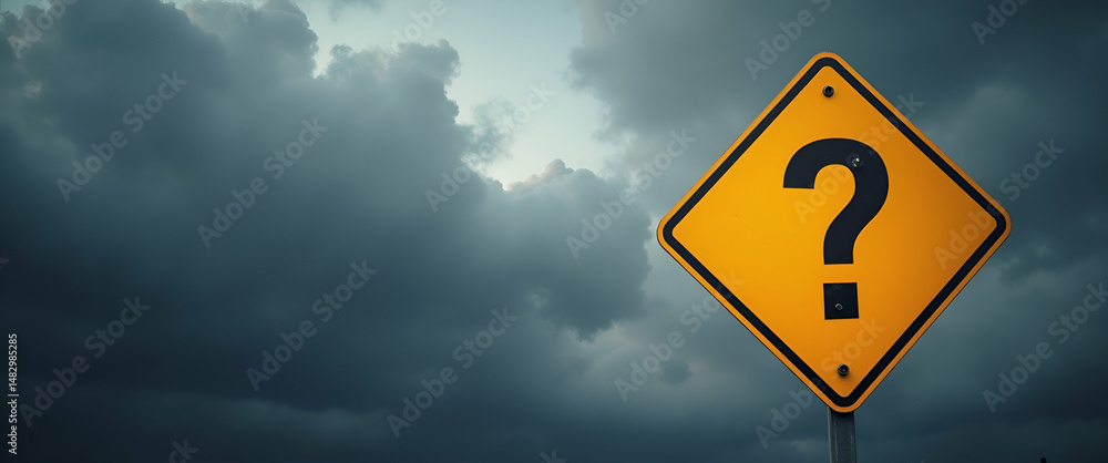 Poster economic uncertainty sign with stormy background and copy space concept as an economic uncertainty s