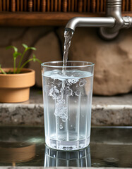 purified and refreshing filtered water, asian style. with white shades