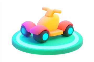 3D Cartoon Hoverboard on Highway with Neon Pink and Asphalt Glow, Ultra HD, Isometric View, High-Quality Rendered with Blender and C4D
