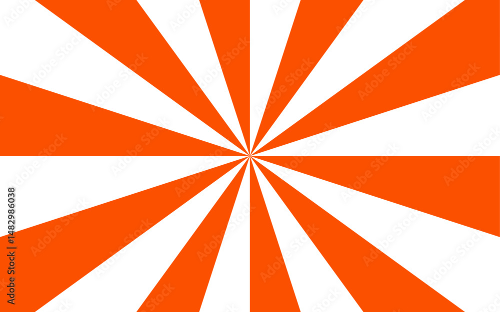 Poster abstract vivid, hypnotic background with a central radial burst design. orange and white wavy rays. 