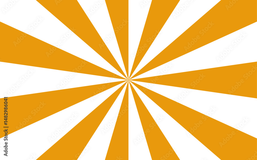 Poster abstract vivid, hypnotic background with a central radial burst design. orange and white wavy rays. 