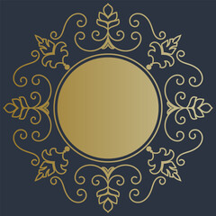 Vintage gradient golden circle for luxury decoration, dark background.