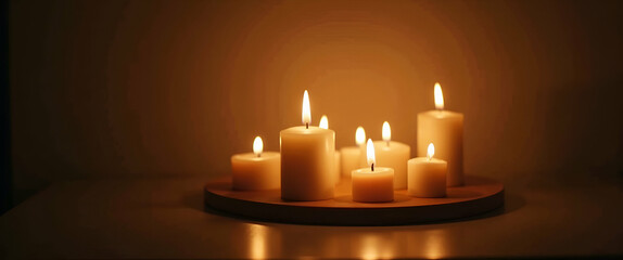 Elegant photostock image portraying soft candle lighting with balanced illumination and subtle artistic detail that creates a reflective atmosphere of memorial day tribute and honor in  Photo Stock  C