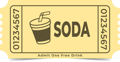 Drink Ticket Template. Admit One. Vector Design.