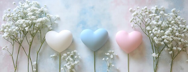 Pastel hearts, flowers, gender reveal