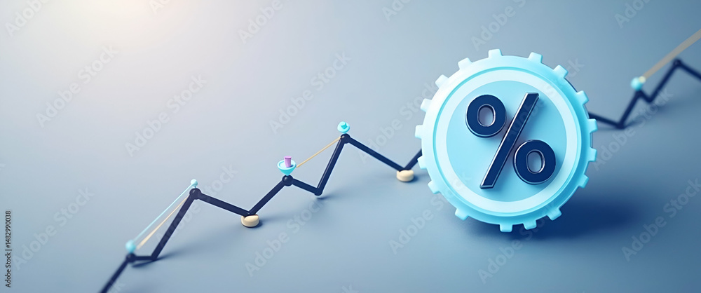 Poster photo realistic percentage icon with space for text and graphs - ideal for financial metrics and bus