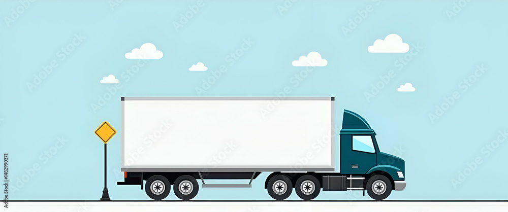 Poster photo realistic as logistic symbol with blank area for personalized messages concept as a customizab