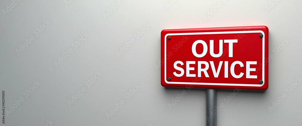 Poster photo realistic as out of service symbol with copy space for project planning concept as an artistic