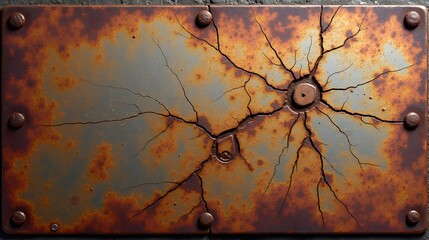 rust and cracked metal plate high detail close up
