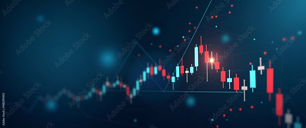 Poster abstract business financial candlestick graph chart: a visual concept for stock market investment an