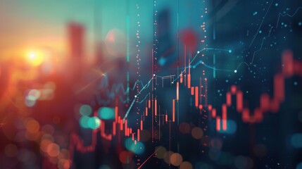 Fototapeta premium Abstract digital artwork portraying fluctuating financial data. Charts and graphs