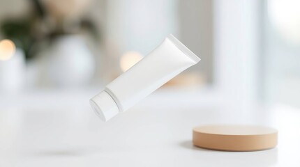 Naklejka premium Floating White Tube Cosmetic.