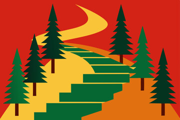 Obraz premium vector illustration of christmas trees