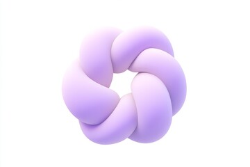 3D Cartoon Infinity Knot in Lavender and Silver Thread, Ultra HD, Isometric View, High-Quality Rendered with Blender and C4D