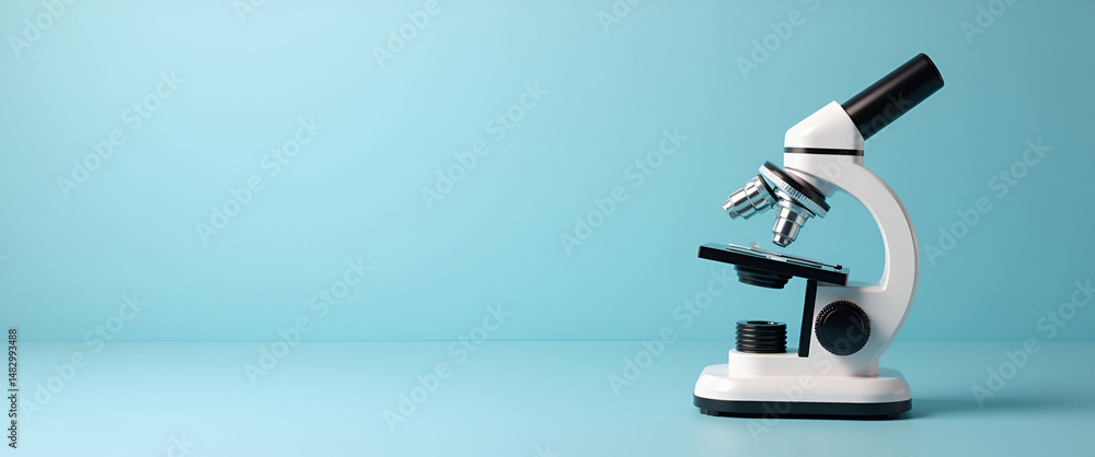 Poster photo realistic as microscope symbol with blank area for personalized messages concept as a customiz