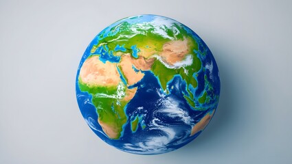 Fototapeta premium Planet Earth: A vivid depiction of Planet Earth, showcasing a stunning view of our world from space with detailed continents and oceans, ready for any creative project